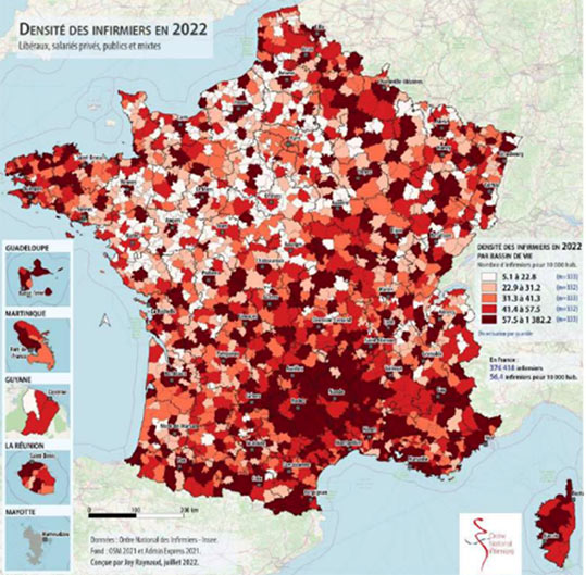 Densité des infirmiers 2022